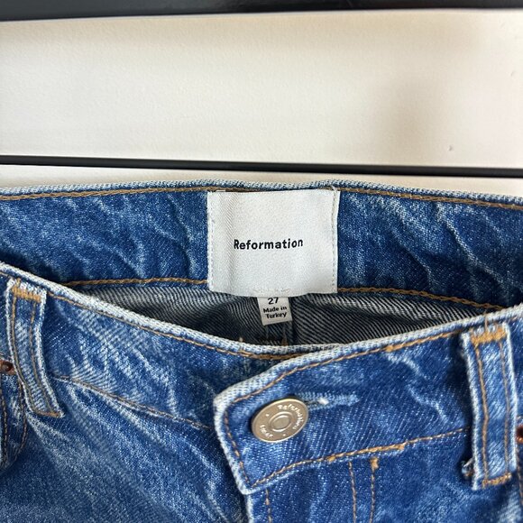 REFORMATION Val 90s Mid Rise Straight Jeans in Wash Pelican Size US 27 - Picture 6 of 13